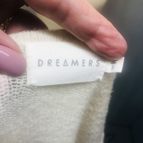 Dreamers for Anthropologie cream v-neck sweater size small, cotton blend - Picture 7 of 11